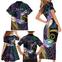 Personalized Polynesian Memorial Family Matching Short Sleeve Bodycon Dress and Hawaiian Shirt Dragonflies Appear When Angels Are Near LT14 - Polynesian Pride