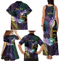 Personalized Polynesian Memorial Family Matching Tank Maxi Dress and Hawaiian Shirt Dragonflies Appear When Angels Are Near LT14 - Polynesian Pride