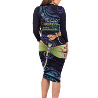 As Long As I Breathe You'll Be Remembered Family Matching Long Sleeve Bodycon Dress and Hawaiian Shirt Dragonflies Memorial - Polynesian Pattern LT14 - Polynesian Pride