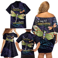 As Long As I Breathe You'll Be Remembered Family Matching Off Shoulder Short Dress and Hawaiian Shirt Dragonflies Memorial - Polynesian Pattern LT14 - Polynesian Pride