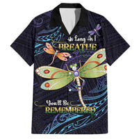 As Long As I Breathe You'll Be Remembered Family Matching Off Shoulder Short Dress and Hawaiian Shirt Dragonflies Memorial - Polynesian Pattern LT14 Dad's Shirt - Short Sleeve Black - Polynesian Pride