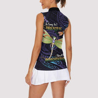 As Long As I Breathe You'll Be Remembered Women Sleeveless Polo Shirt Dragonflies Memorial - Polynesian Pattern