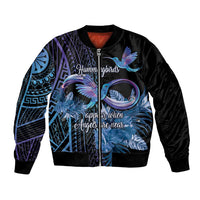 Polynesian Memorial Bomber Jacket Hummingbirds Appear When Angels Are Near LT14 Unisex Black - Polynesian Pride