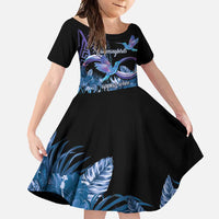 Polynesian Memorial Family Matching Off Shoulder Maxi Dress and Hawaiian Shirt Hummingbirds Appear When Angels Are Near LT14 Daughter's Dress Black - Polynesian Pride