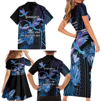 Polynesian Memorial Family Matching Short Sleeve Bodycon Dress and Hawaiian Shirt Hummingbirds Appear When Angels Are Near LT14 - Polynesian Pride