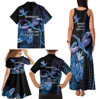 Polynesian Memorial Family Matching Tank Maxi Dress and Hawaiian Shirt Hummingbirds Appear When Angels Are Near LT14 - Polynesian Pride