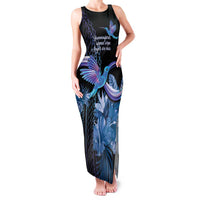 Polynesian Memorial Family Matching Tank Maxi Dress and Hawaiian Shirt Hummingbirds Appear When Angels Are Near LT14 Mom's Dress Black - Polynesian Pride