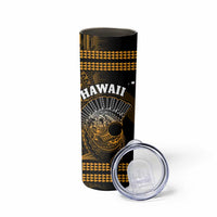 Hawaii Skinny Tumbler Kakau Warrior Helmet Gradient Gold Polynesian