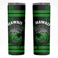 Hawaii Skinny Tumbler Kakau Warrior Helmet Gradient Green Polynesian