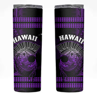 Hawaii Skinny Tumbler Kakau Warrior Helmet Gradient Purple Polynesian
