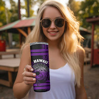 Hawaii Skinny Tumbler Kakau Warrior Helmet Gradient Purple Polynesian