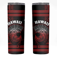 Hawaii Skinny Tumbler Kakau Warrior Helmet Gradient Red Polynesian