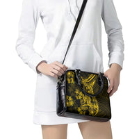 Gold Polynesia Shark Tattoo Shoulder Handbag With Polynesian Plumeria LT14 - Polynesian Pride