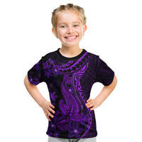 Purple Polynesia Shark Tattoo Kid T Shirt With Polynesian Plumeria LT14 Purple - Polynesian Pride
