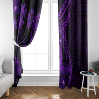 Purple Polynesia Shark Tattoo Window Curtain With Polynesian Plumeria LT14 - Polynesian Pride