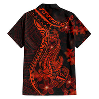Red Polynesia Family Matching Puletasi Dress and Hawaiian Shirt Shark Tattoo With Polynesian Plumeria LT14 - Polynesian Pride