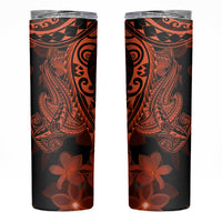 Red Polynesia Skinny Tumbler Shark Tattoo With Polynesian Plumeria LT14 Red - Polynesian Pride