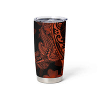 Red Polynesia Tumbler Cup Shark Tattoo With Polynesian Plumeria