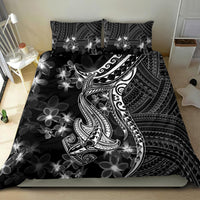 Black Polynesia Bedding Set Shark Tattoo With Polynesian Plumeria LT14 - Polynesian Pride