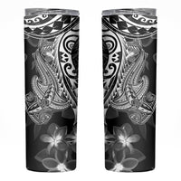 Black Polynesia Skinny Tumbler Shark Tattoo With Polynesian Plumeria LT14 Black - Polynesian Pride