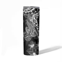 Black Polynesia Skinny Tumbler Shark Tattoo With Polynesian Plumeria LT14 - Polynesian Pride