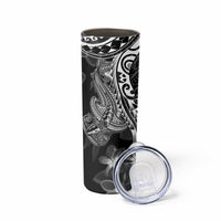 Black Polynesia Skinny Tumbler Shark Tattoo With Polynesian Plumeria LT14 - Polynesian Pride