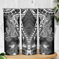 Black Polynesia Skinny Tumbler Shark Tattoo With Polynesian Plumeria LT14 - Polynesian Pride