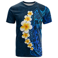Blue Polynesia T Shirt Plumeria Tropical Leaves With Galaxy Polynesian Art LT14 Blue - Polynesian Pride