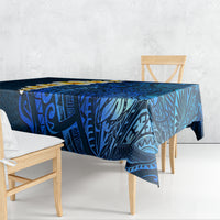 Blue Polynesia Tablecloth Plumeria Tropical Leaves With Galaxy Polynesian Art LT14 - Polynesian Pride