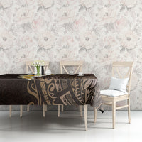 Brown Polynesia Tablecloth Plumeria Tropical Leaves With Galaxy Polynesian Art LT14 - Polynesian Pride