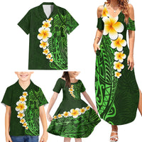 Green Polynesia Family Matching Summer Maxi Dress and Hawaiian Shirt Plumeria Tropical Leaves With Galaxy Polynesian Art LT14 - Polynesian Pride