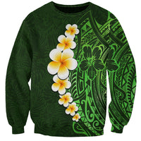 Green Polynesia Sweatshirt Plumeria Tropical Leaves With Galaxy Polynesian Art LT14 Unisex Green - Polynesian Pride