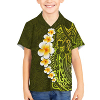 Lime Green Tropical Plumeria With Galaxy Polynesian Art Kid Hawaiian Shirt LT14 Kid Lime Green - Polynesian Pride