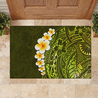 Lime Green Tropical Plumeria With Galaxy Polynesian Art Rubber Doormat LT14 - Polynesian Pride