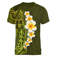 Lime Green Tropical Plumeria With Galaxy Polynesian Art Women V Neck T Shirt LT14 - Polynesian Pride