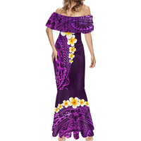Purple Tropical Plumeria With Galaxy Polynesian Art Mermaid Dress LT14 - Polynesian Pride