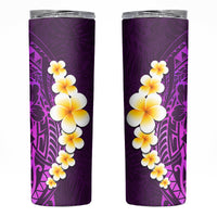 Purple Tropical Plumeria With Galaxy Polynesian Art Skinny Tumbler