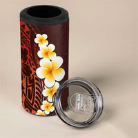 Red Tropical Plumeria With Galaxy Polynesian Art 4 in 1 Can Cooler Tumbler LT14 - Polynesian Pride