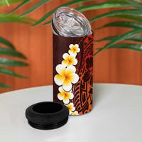Red Tropical Plumeria With Galaxy Polynesian Art 4 in 1 Can Cooler Tumbler LT14 - Polynesian Pride
