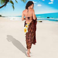 Red Tropical Plumeria With Galaxy Polynesian Art Sarong LT14 - Polynesian Pride