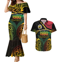 Vanuatu 1980 Couples Matching Mermaid Dress and Hawaiian Shirt Hapi 45 Yia Indipendens Anivesari