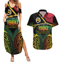 Vanuatu 1980 Couples Matching Summer Maxi Dress and Hawaiian Shirt Hapi 45 Yia Indipendens Anivesari