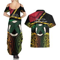 Vanuatu 1980 Couples Matching Summer Maxi Dress and Hawaiian Shirt Hapi 45 Yia Indipendens Anivesari
