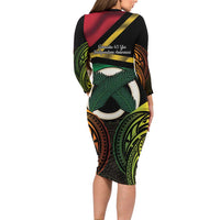 Vanuatu 1980 Family Matching Long Sleeve Bodycon Dress and Hawaiian Shirt Hapi 46 Yia Indipendens Anivesari LT14 - Polynesian Pride