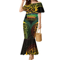 Vanuatu 1980 Family Matching Mermaid Dress and Hawaiian Shirt Hapi 45 Yia Indipendens Anivesari LT14 Mom's Dress Black - Polynesian Pride