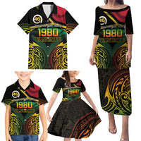 Vanuatu 1980 Family Matching Puletasi and Hawaiian Shirt Hapi 45 Yia Indipendens Anivesari