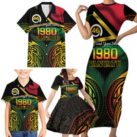 Vanuatu 1980 Family Matching Short Sleeve Bodycon Dress and Hawaiian Shirt Hapi 45 Yia Indipendens Anivesari LT14 - Polynesian Pride