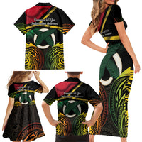 Vanuatu 1980 Family Matching Short Sleeve Bodycon Dress and Hawaiian Shirt Hapi 45 Yia Indipendens Anivesari LT14 - Polynesian Pride