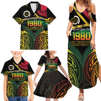 Vanuatu 1980 Family Matching Summer Maxi Dress and Hawaiian Shirt Hapi 45 Yia Indipendens Anivesari LT14 - Polynesian Pride