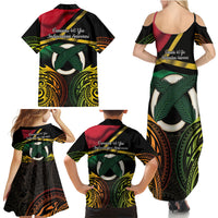 Vanuatu 1980 Family Matching Summer Maxi Dress and Hawaiian Shirt Hapi 45 Yia Indipendens Anivesari LT14 - Polynesian Pride